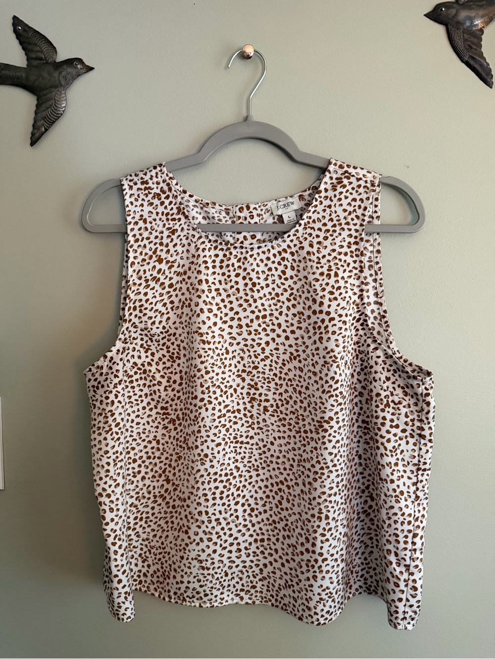 J. Crew Sleeveless Shell Top with Brown Leopard Print